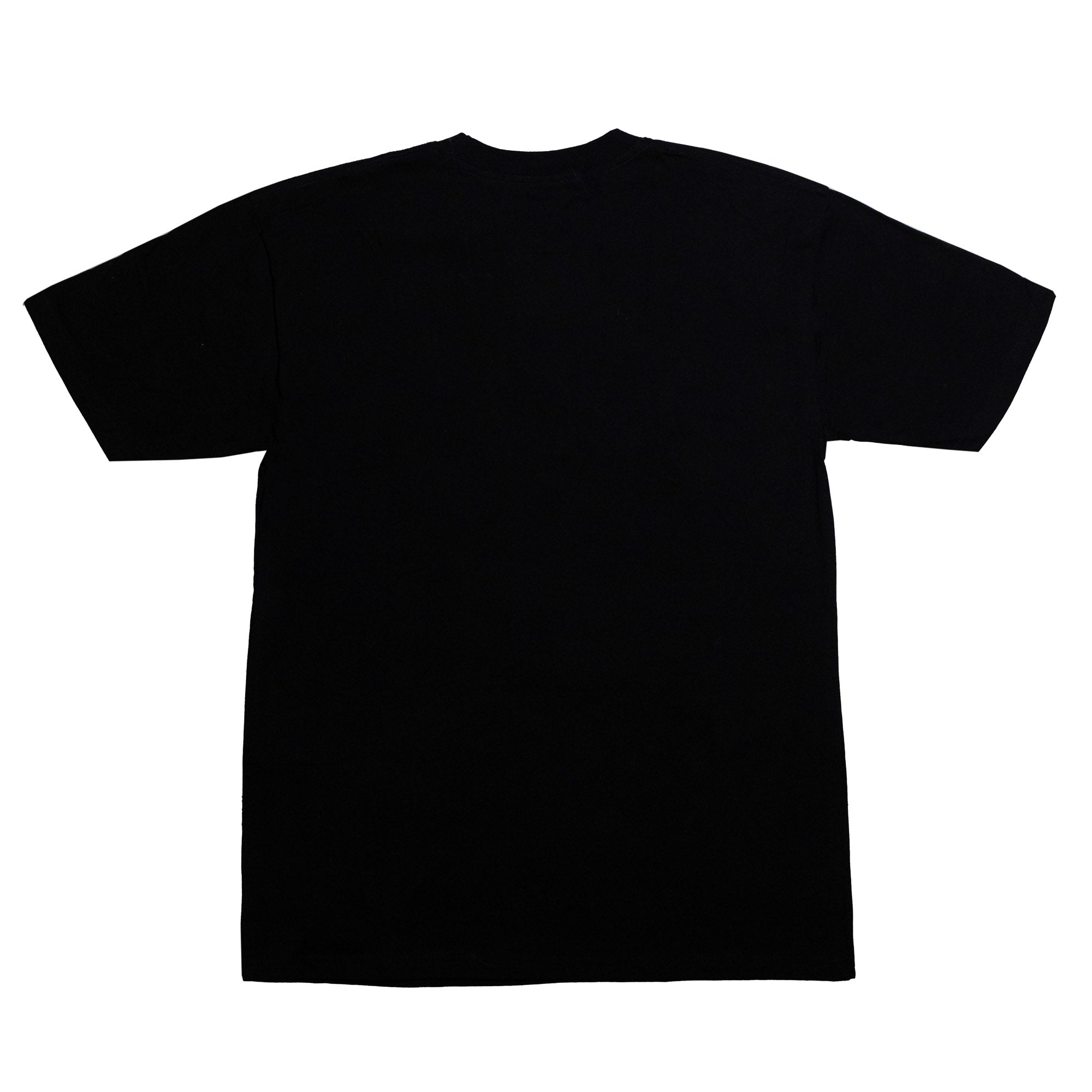 Black short sleeve t-shirt featuring a simple design, ideal for motorsport enthusiasts and casual wear.