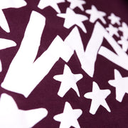 Hoonigan x Lia Block UR STAR Pullover Hoodie featuring bold white star graphics on a rich burgundy background.