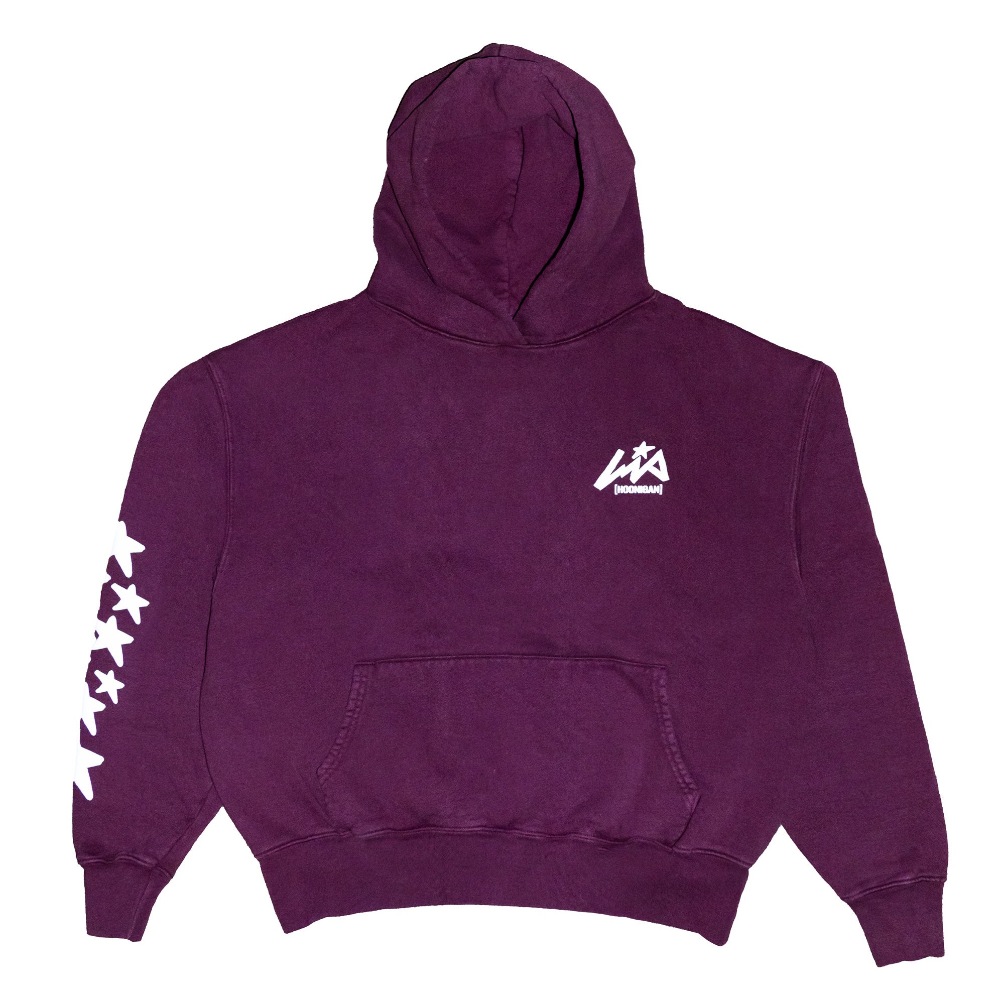 Hoonigan x Lia Block UR STAR pullover hoodie in purple with logo and star graphics on the sleeve. Ideal for motorsport fans.