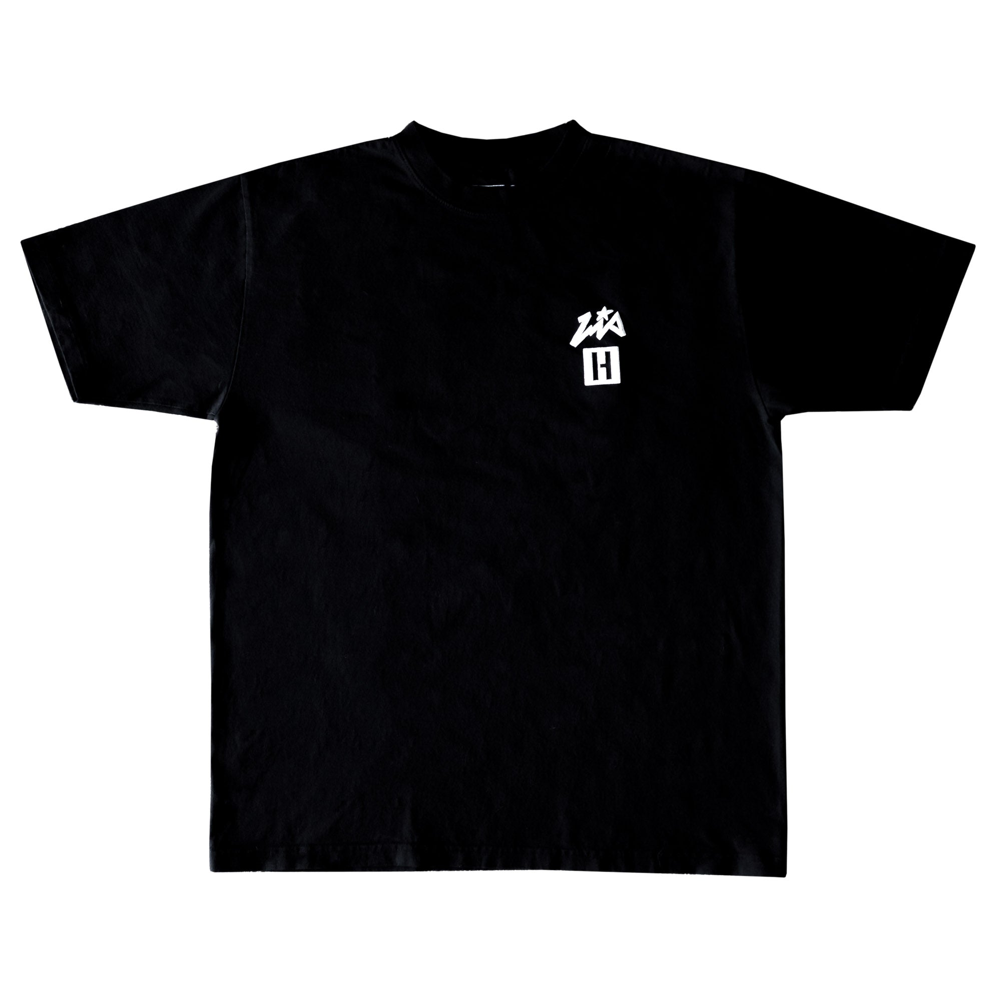 Black short sleeve t-shirt featuring Hoonigan logo and Lia Block design, perfect for motorsport enthusiasts.