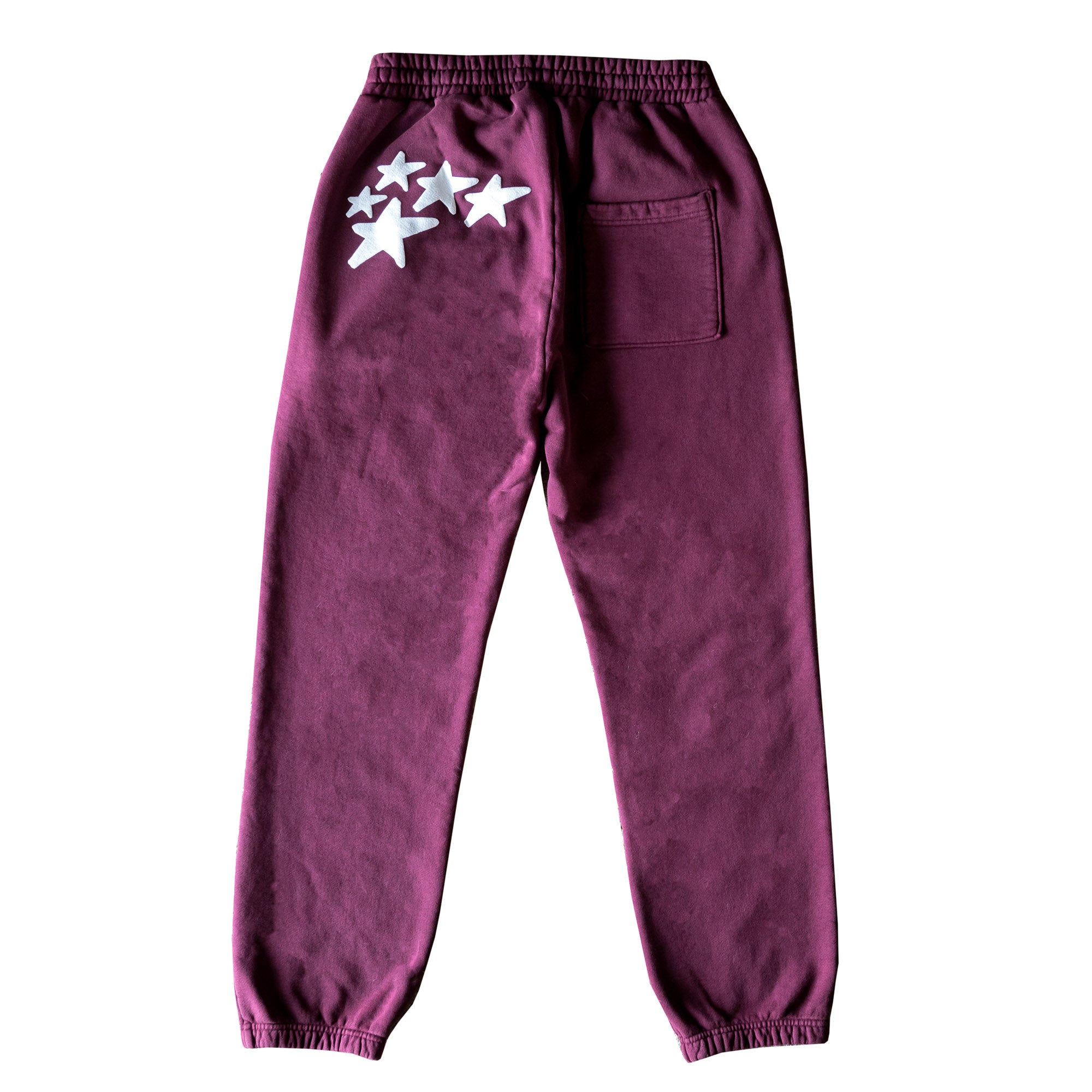 Hoonigan x Lia Block UR STAR Sweatpants in burgundy with star graphics on the back pocket for motorsport enthusiasts.