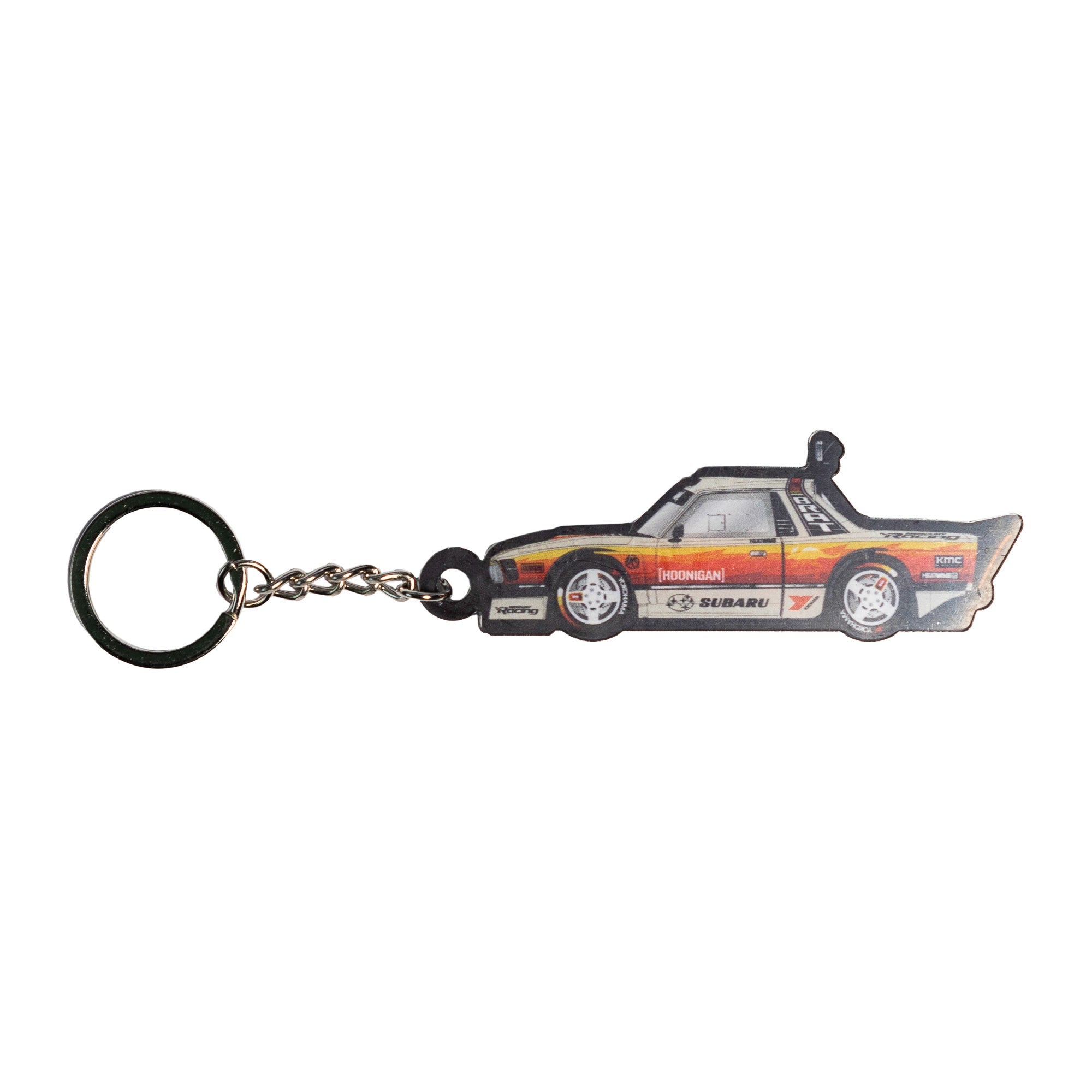 Hoonigan GYMKHANA AUSSIE SHRED LIVERY keychain featuring a detailed car design for motorsport enthusiasts.