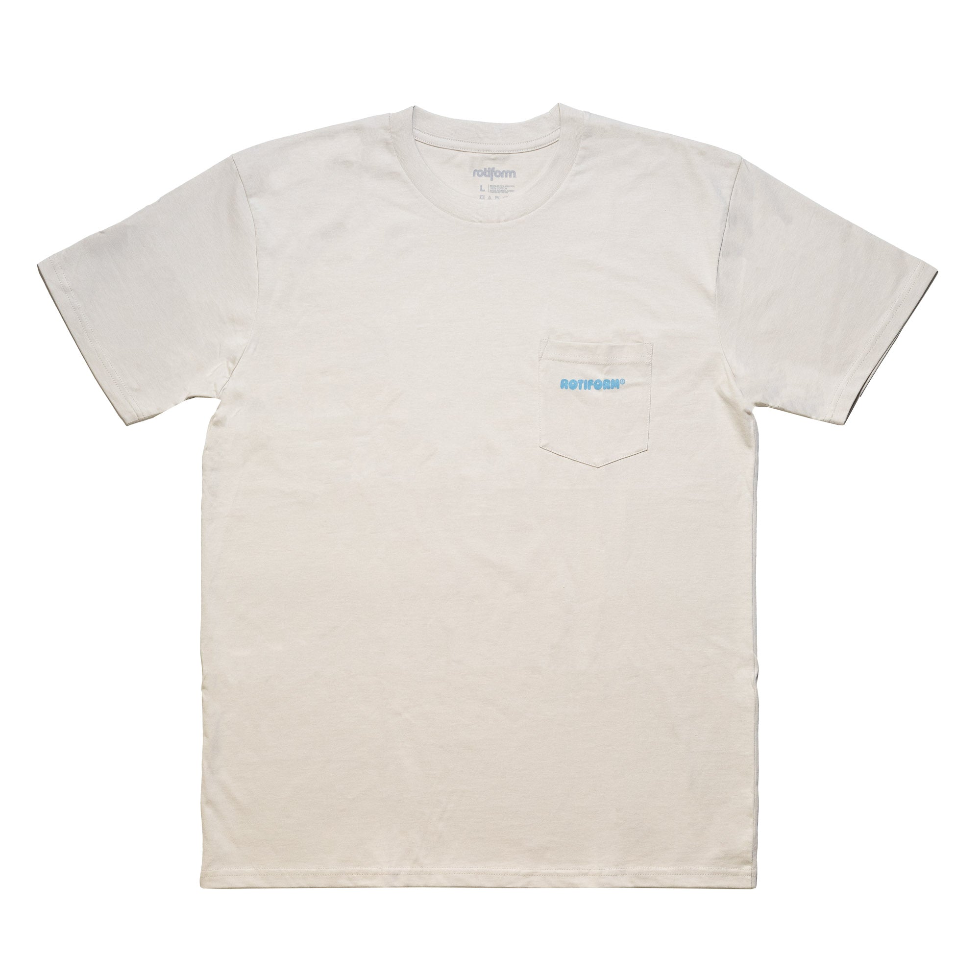 Rotiform COMBUST short sleeve t-shirt in light color featuring a pocket with a subtle logo, ideal for automotive enthusiasts.