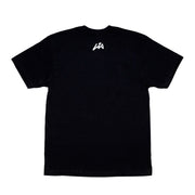 Black short sleeve t-shirt featuring a white Lia Block logo on the back, designed for motorsport enthusiasts.