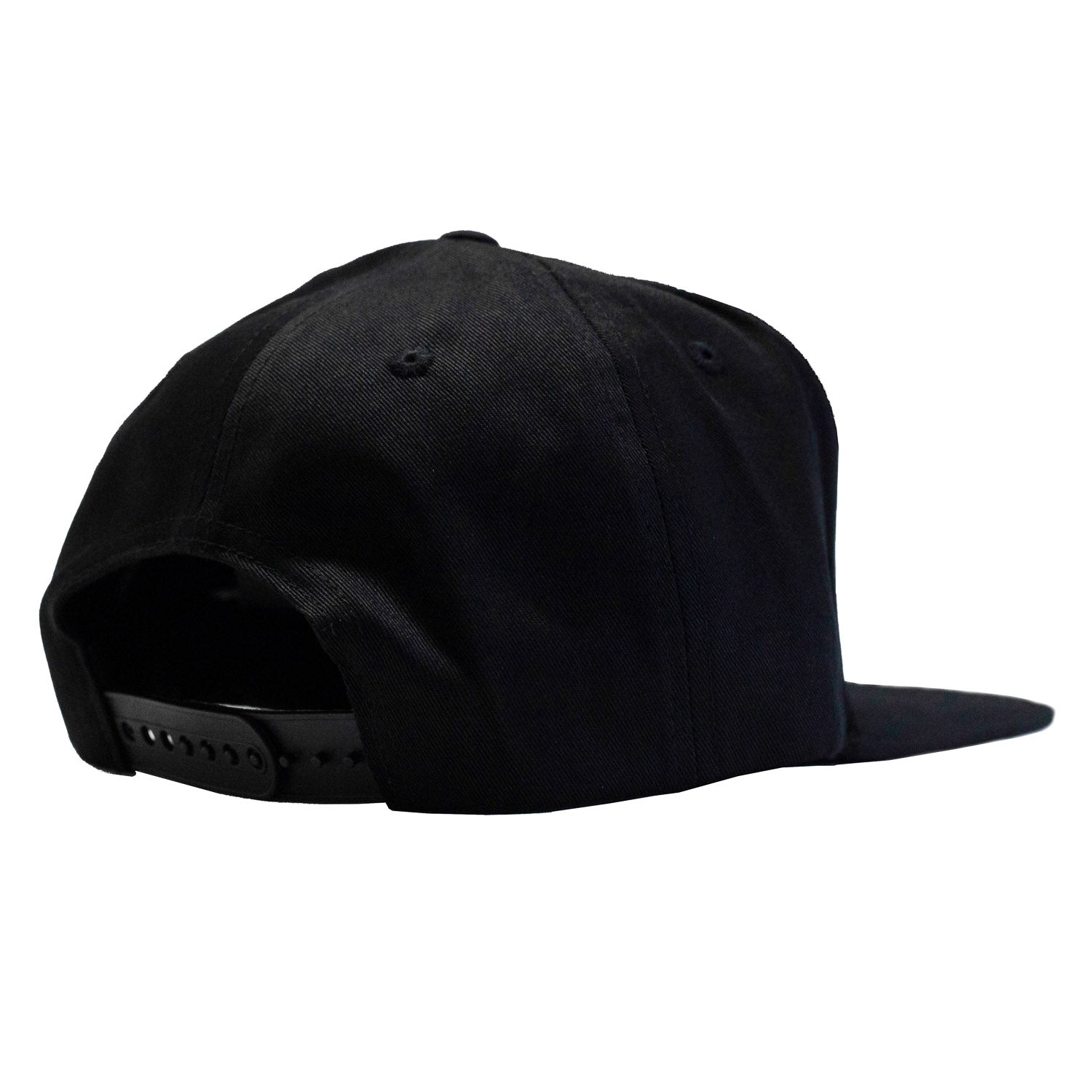 Black Hoonigan PATRIOT snapback hat showcasing a clean design with an adjustable strap at the back for a custom fit.